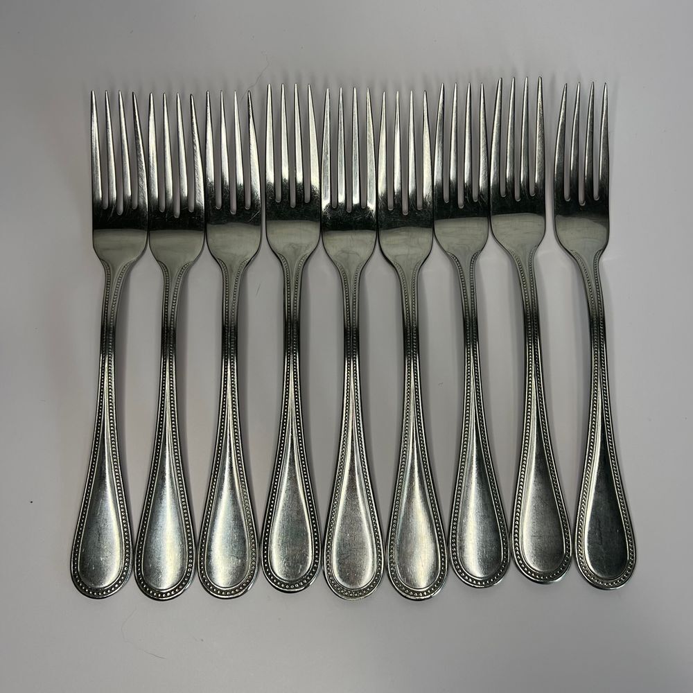 TOWLE 18/8 Stainless Germany Beaded Dinner Forks-Set of 9-8 inches-Replacement‎